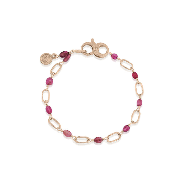 pink tourmaline, delicate paperclip link bracelet in 18k rose gold <span class='visuallyhidden'>Call or text 323-404-2959 if you need shopping assistance.</span>